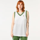 Lacoste Women's Contrast V Neck Tank - White/Green