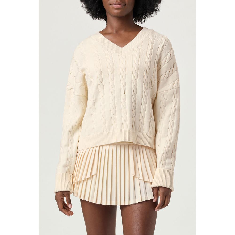 Fila Women's Baseline Chunky V-Line Sweater -  Gardenia