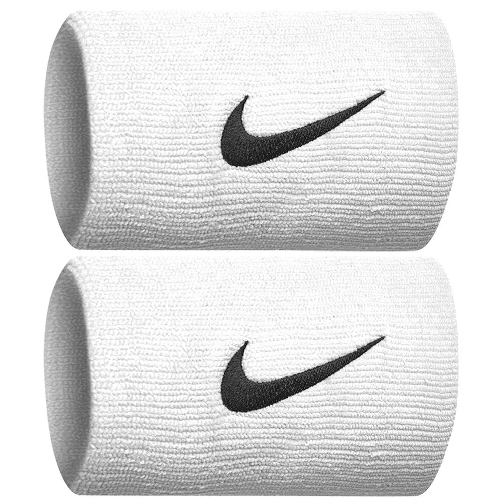 Nike Swoosh Premier DriFit Doublewide Wristbands 2 Pack - White/Black