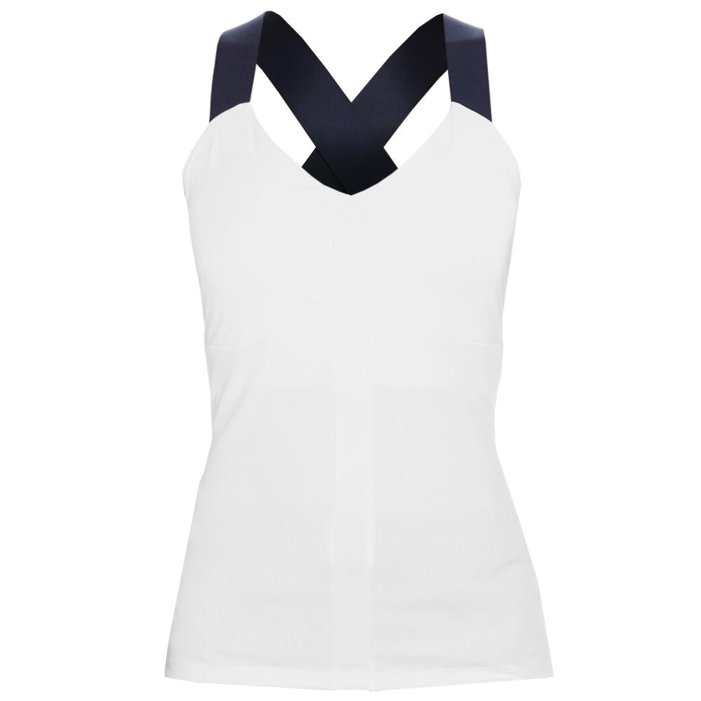 Penguin Women's Rib Criss-Cross Tank - Bright White/Navy
