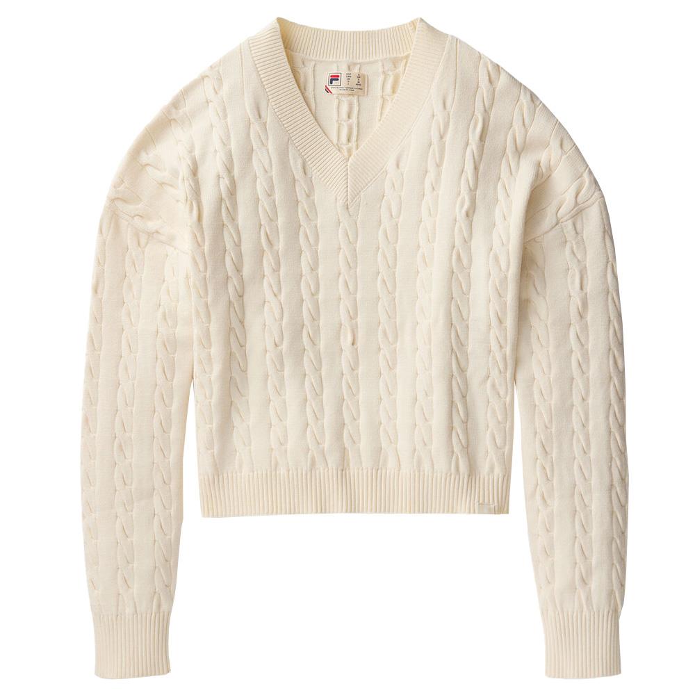 Fila Women's Baseline Chunky V-Line Sweater -  Gardenia