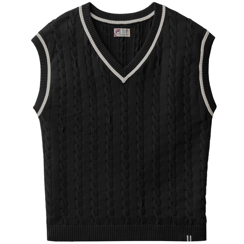 Fila Men's Baseline Cable Knit Vest - Black