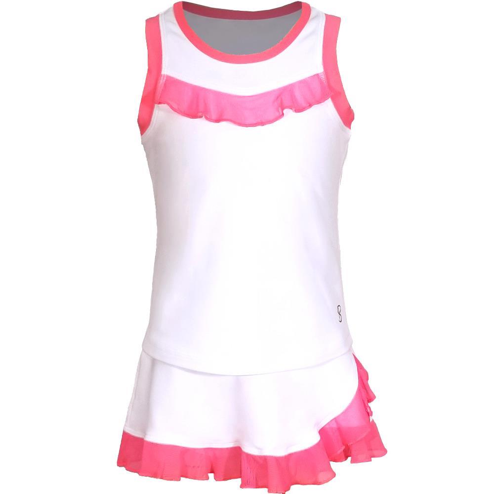 Sofibella Girls Tokyo Ruffle Tank - White/Pink