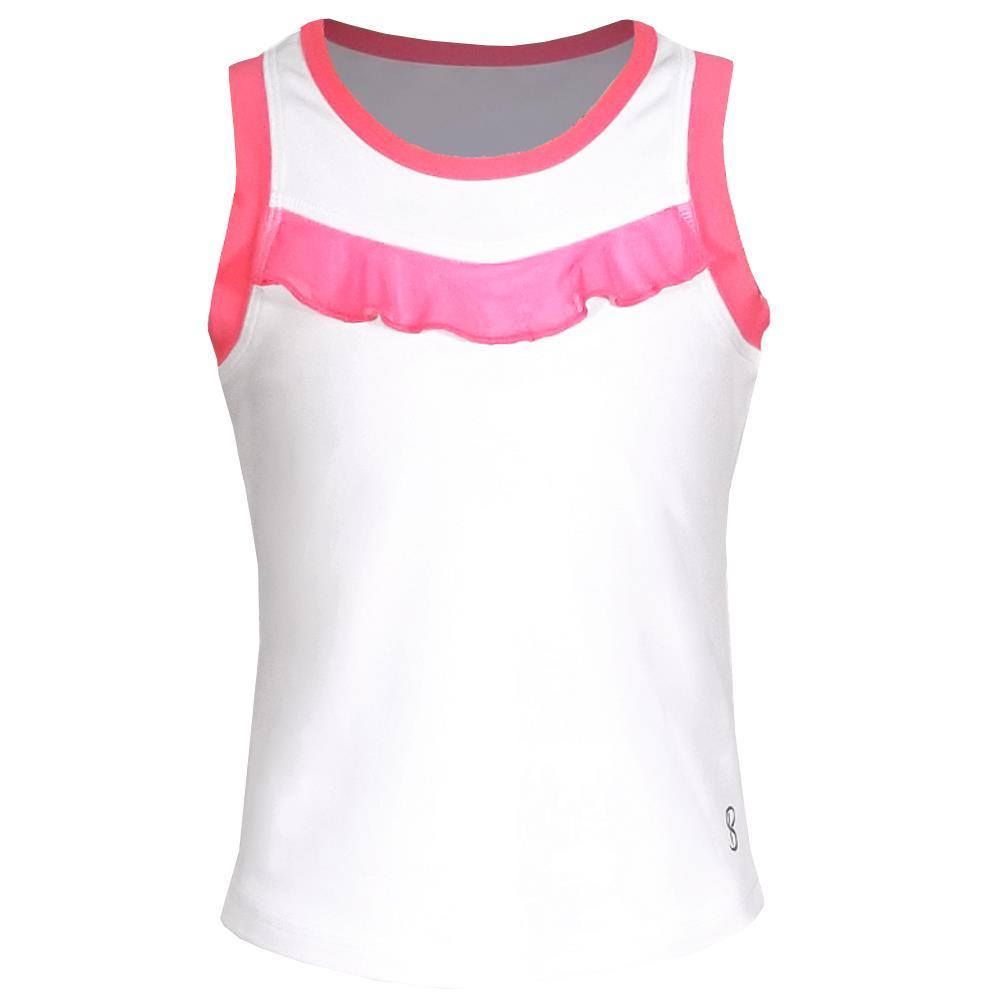 Sofibella Girls Tokyo Ruffle Tank - White/Pink